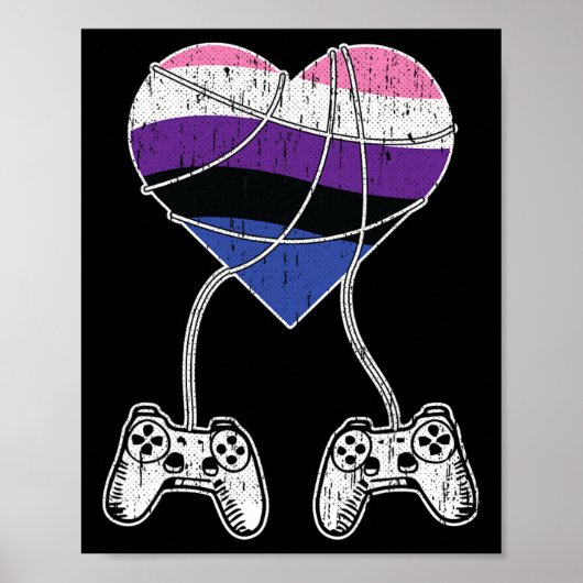 Video-Game-Controller Gender-Fluid-Pride Gaming LG Poster (Vorne)