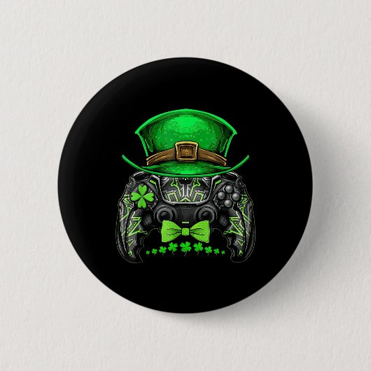 Video Game Controller Irish Gamer Boys St Patricks Button (Vorderseite)