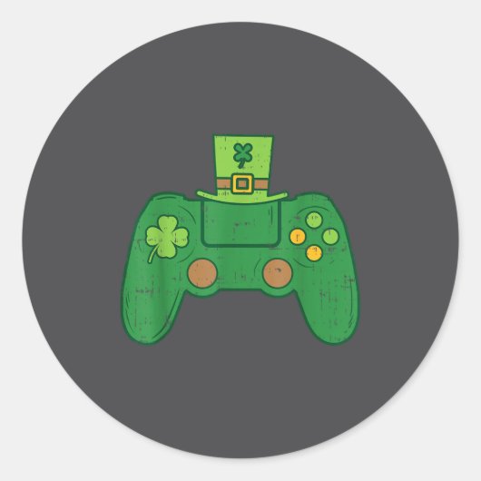 Video Game Controller Irish Gamer Boys St Patricks Runder Aufkleber (Vorderseite)