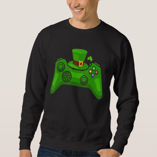 Video Game Controller Irish Gamer Boys St Patricks Sweatshirt (Vorderseite)
