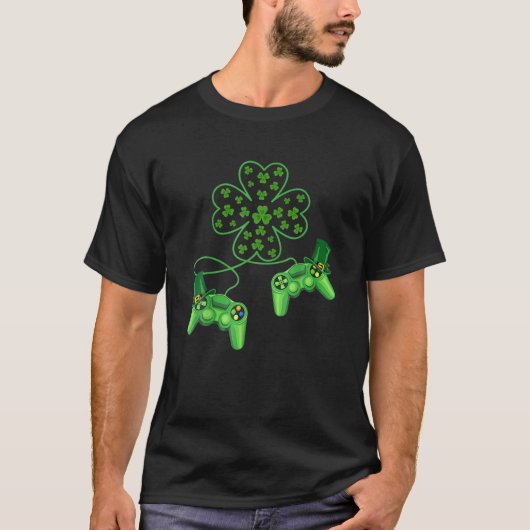 Video Game Controller Irish Gamer Boys St Patricks T-Shirt (Vorderseite)