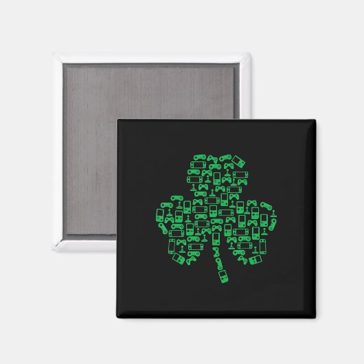 Video Game Controller Kleeblatt Irish Gamer St Pat Magnet (Vorderseite/Rückseite)