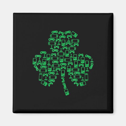 Video Game Controller Kleeblatt Irish Gamer St Pat Magnet (Vorne)