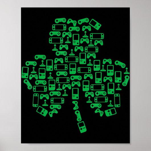 Video Game Controller Kleeblatt Irish Gamer St Pat Poster (Vorne)