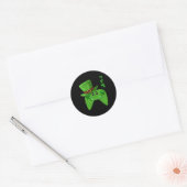 Video-Game-Controller-Kleeblatt St Patricks Day Ga Runder Aufkleber (Umschlag)
