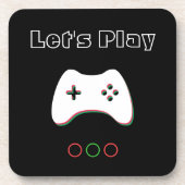 Video Game Controller, Let's Play, Red & Green Art Getränkeuntersetzer (Vorderseite)