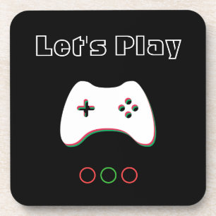 Video Game Controller, Let's Play, Red & Green Art Getränkeuntersetzer