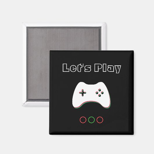 Video Game Controller, Let's Play, Red & Green Art Magnet (Vorderseite/Rückseite)