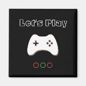 Video Game Controller, Let's Play, Red & Green Art Magnet (Vorne)