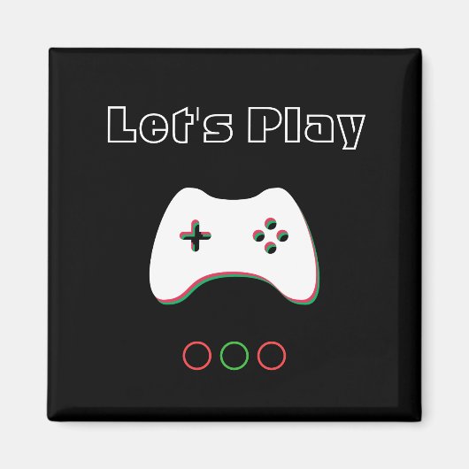 Video Game Controller, Let's Play, Red & Green Art Magnet (Vorne)