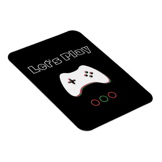 Video Game Controller, Let's Play, Red & Green Art Magnet (Rechte Seite)