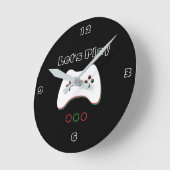 Video Game Controller, Let's Play, Red & Green Art Runde Wanduhr (Winkel)