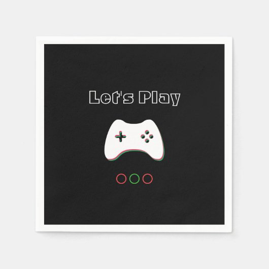 Video Game Controller, Let's Play, Red & Green Art Serviette (Vorderseite)