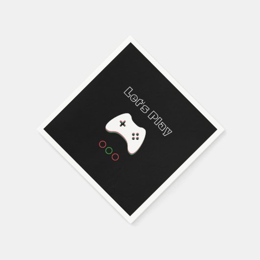 Video Game Controller, Let's Play, Red & Green Art Serviette (Ecke)