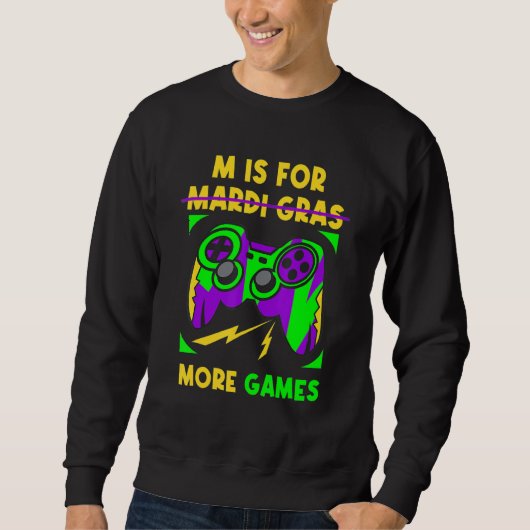 Video Game Controller Mardi Gras Carnival Party Bo Sweatshirt (Vorderseite)