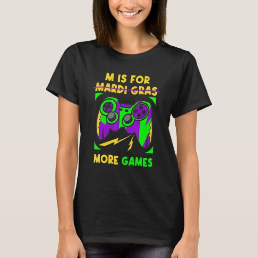 Video Game Controller Mardi Gras Carnival Party Bo T-Shirt (Vorderseite)
