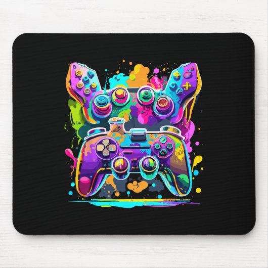 Video Game Controller Paint Tropfen Farbige Gamer Mousepad (Vorne)
