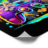 Video Game Controller Paint Tropfen Farbige Gamer  Poster (Ecke)
