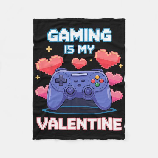 Video Game Controller Pixel Hearts For Valentine's Fleecedecke (Vorderseite)