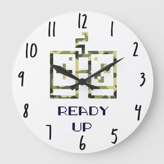 Video Game Controller Ready Up Gamer Große Wanduhr (Vorderseite)