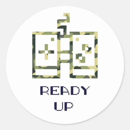 Video Game Controller Ready Up Gamer Runder Aufkleber (Vorderseite)