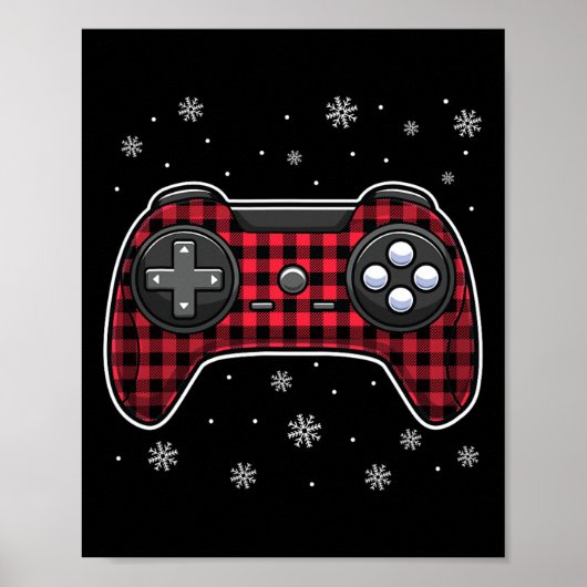 Video Game Controller Red Kariert Gamer Boys Kinde Poster (Vorne)