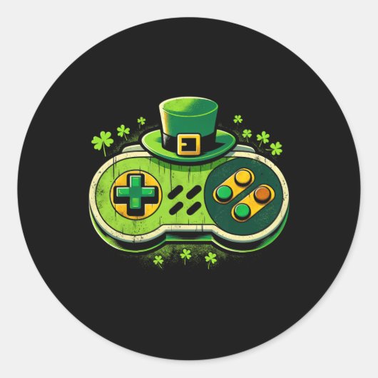 Video Game Controller St. Paddys Gamer Boys Runder Aufkleber (Vorderseite)