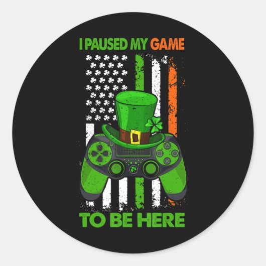 Video Game Controller St Patricks Kleeblatt Irish  Runder Aufkleber (Vorderseite)