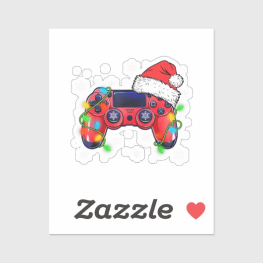 Video Game Controller Weihnachten Santa Hut Gamer Aufkleber (Blatt)