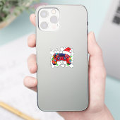 Video Game Controller Weihnachten Santa Hut Gamer Aufkleber (Telefon)