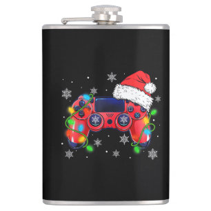 Video Game Controller Weihnachten Santa Hut Gamer  Flachmann
