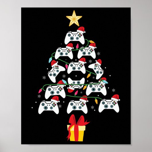 Video Game Controller Weihnachten Weihnachtsbaum W Poster (Vorne)