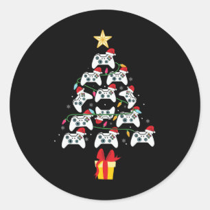 Video Game Controller Weihnachten Weihnachtsbaum W Runder Aufkleber