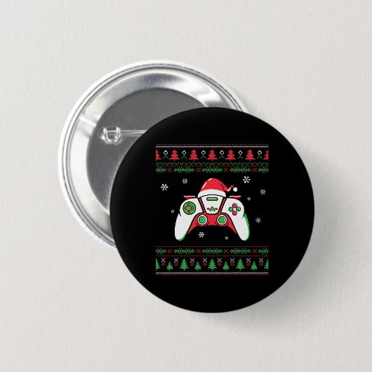 Video Game Controller Weihnachts-Weihnachtsmannmüt Button (Vorne & Hinten)