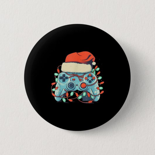 Video Game Controller Weihnachts-Weihnachtsmannmüt Button (Vorderseite)