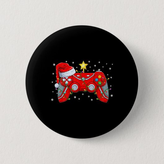 Video Game Controller Weihnachts-Weihnachtsmannmüt Button (Vorderseite)