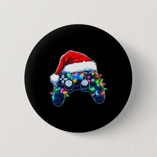 Video Game Controller Weihnachts-Weihnachtsmannmüt Button (Vorderseite)