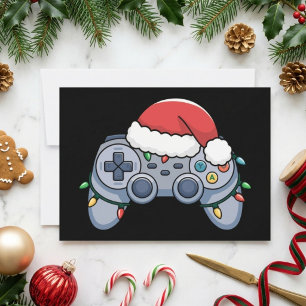 Video Game Controller Weihnachts-Weihnachtsmannmüt Feiertagskarte