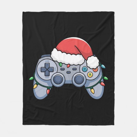 Video Game Controller Weihnachts-Weihnachtsmannmüt Fleecedecke (Vorderseite)