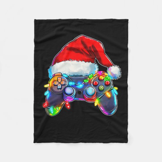 Video Game Controller Weihnachts-Weihnachtsmannmüt Fleecedecke (Vorderseite)
