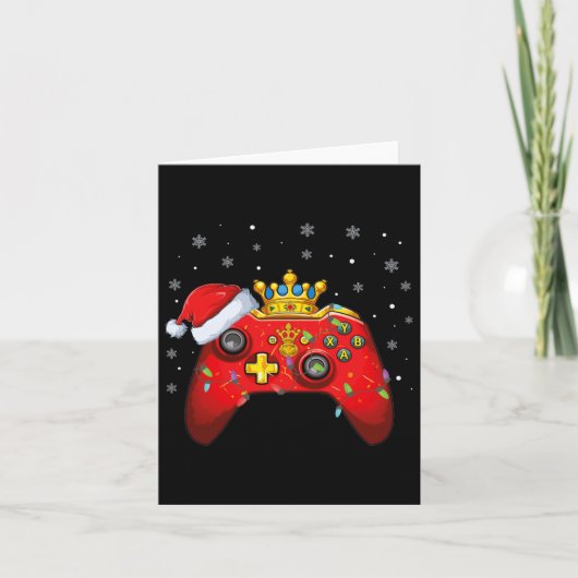 Video Game Controller Weihnachts-Weihnachtsmannmüt Karte (Vorderseite)