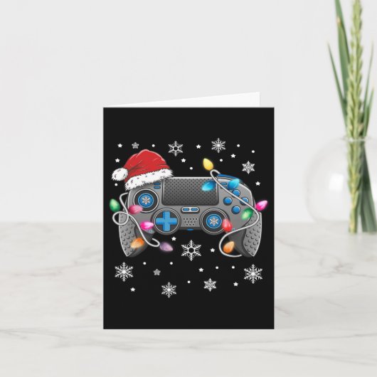 Video Game Controller Weihnachts-Weihnachtsmannmüt Karte (Vorderseite)