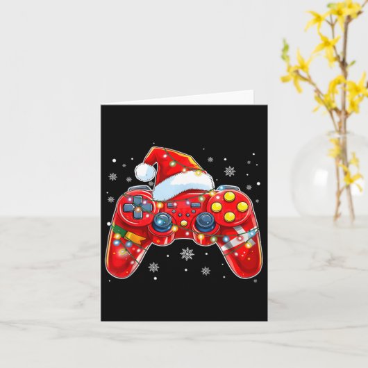 Video Game Controller Weihnachts-Weihnachtsmannmüt Karte (Gelbe Blume)