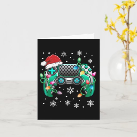 Video Game Controller Weihnachts-Weihnachtsmannmüt Karte (Gelbe Blume)