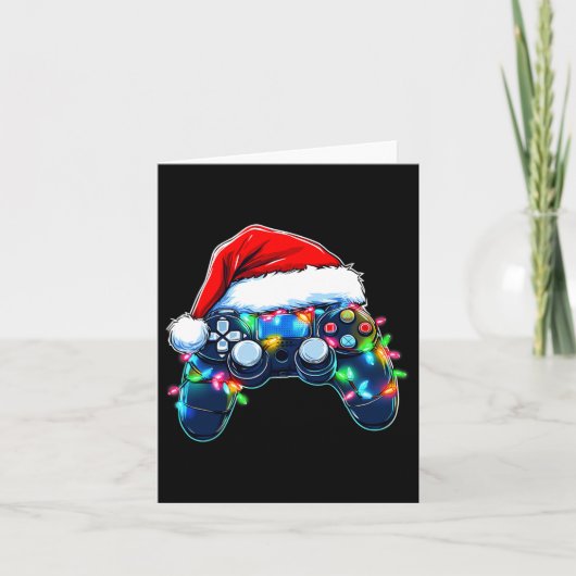 Video Game Controller Weihnachts-Weihnachtsmannmüt Karte (Vorderseite)