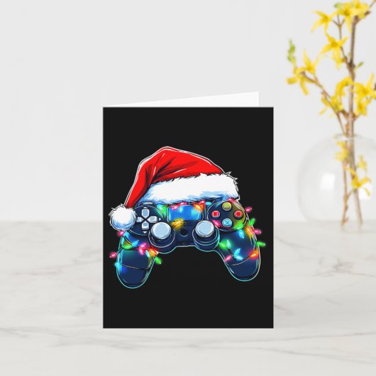 Video Game Controller Weihnachts-Weihnachtsmannmüt Karte (Gelbe Blume)