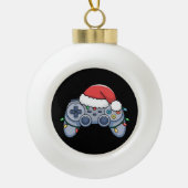 Video Game Controller Weihnachts-Weihnachtsmannmüt Keramik Kugel-Ornament (Vorderseite)