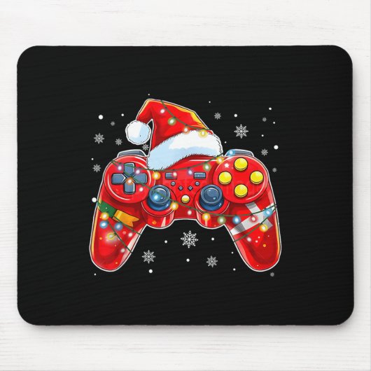 Video Game Controller Weihnachts-Weihnachtsmannmüt Mousepad (Vorne)