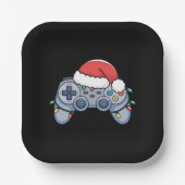 Video Game Controller Weihnachts-Weihnachtsmannmüt Pappteller (Vorderseite)