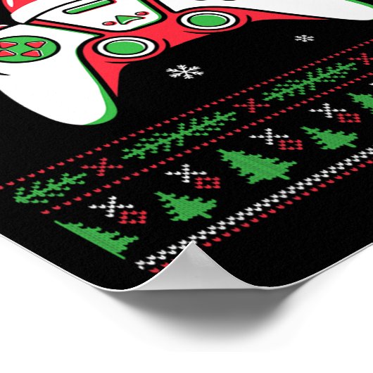Video Game Controller Weihnachts-Weihnachtsmannmüt Poster (Ecke)